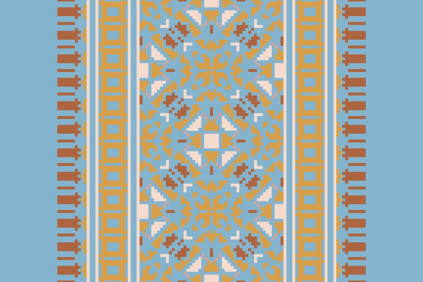 Navajo pattern Seamless Scandinavian pattern Motif embroidery, Pixel Ikat embroidery Design for Print endless arabesque cloth dupatta shawl bandana print silk kurta men vector