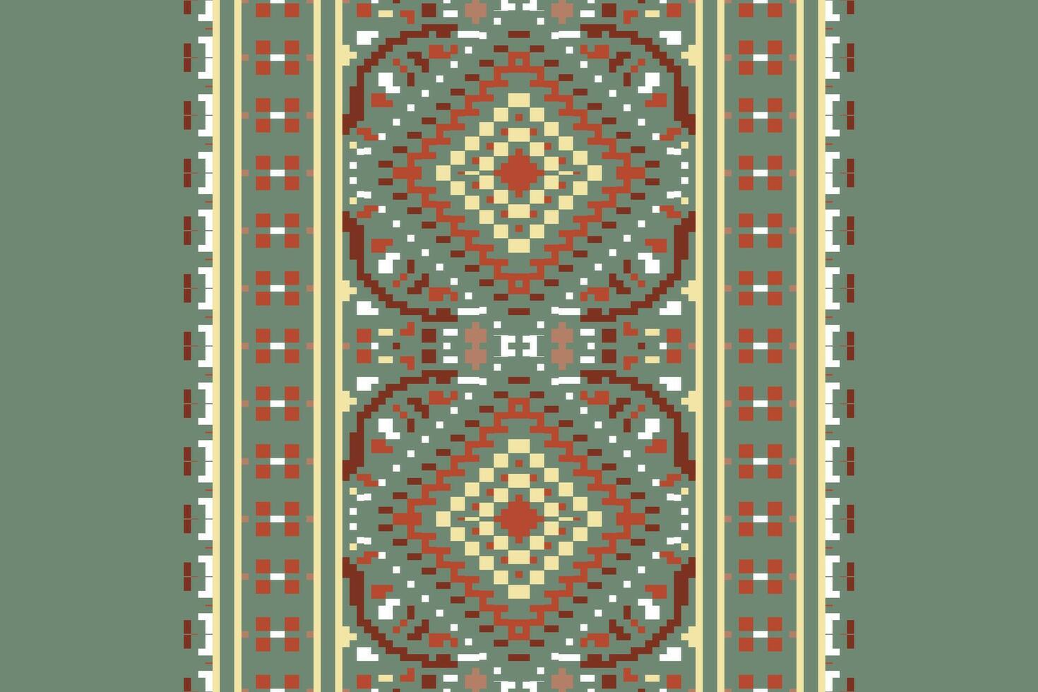 Patchwork pattern Seamless Bandana print silk Motif embroidery, Pixel Ikat embroidery Design for Print endless arabesque cloth dupatta shawl bandana print silk kurta men vector