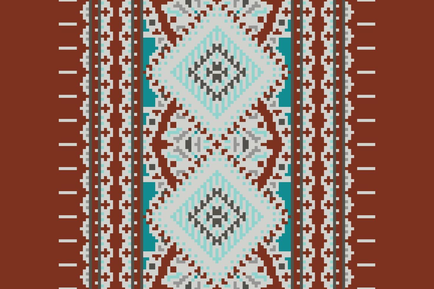 Patchwork pattern Seamless Bandana print silk Motif embroidery, Pixel Ikat embroidery Design for Print scandinavian pattern saree ethnic nativity gypsy pattern vector