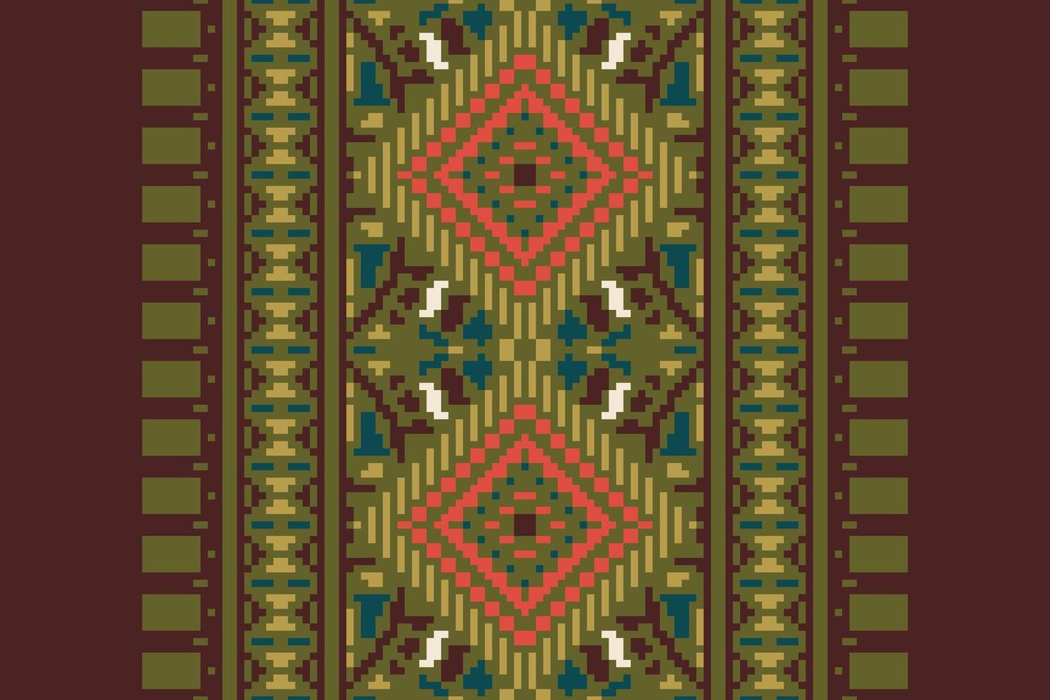 Patchwork pattern Seamless Mughal architecture Motif embroidery, Pixel Ikat embroidery Design for Print scandinavian pattern saree ethnic nativity gypsy pattern vector