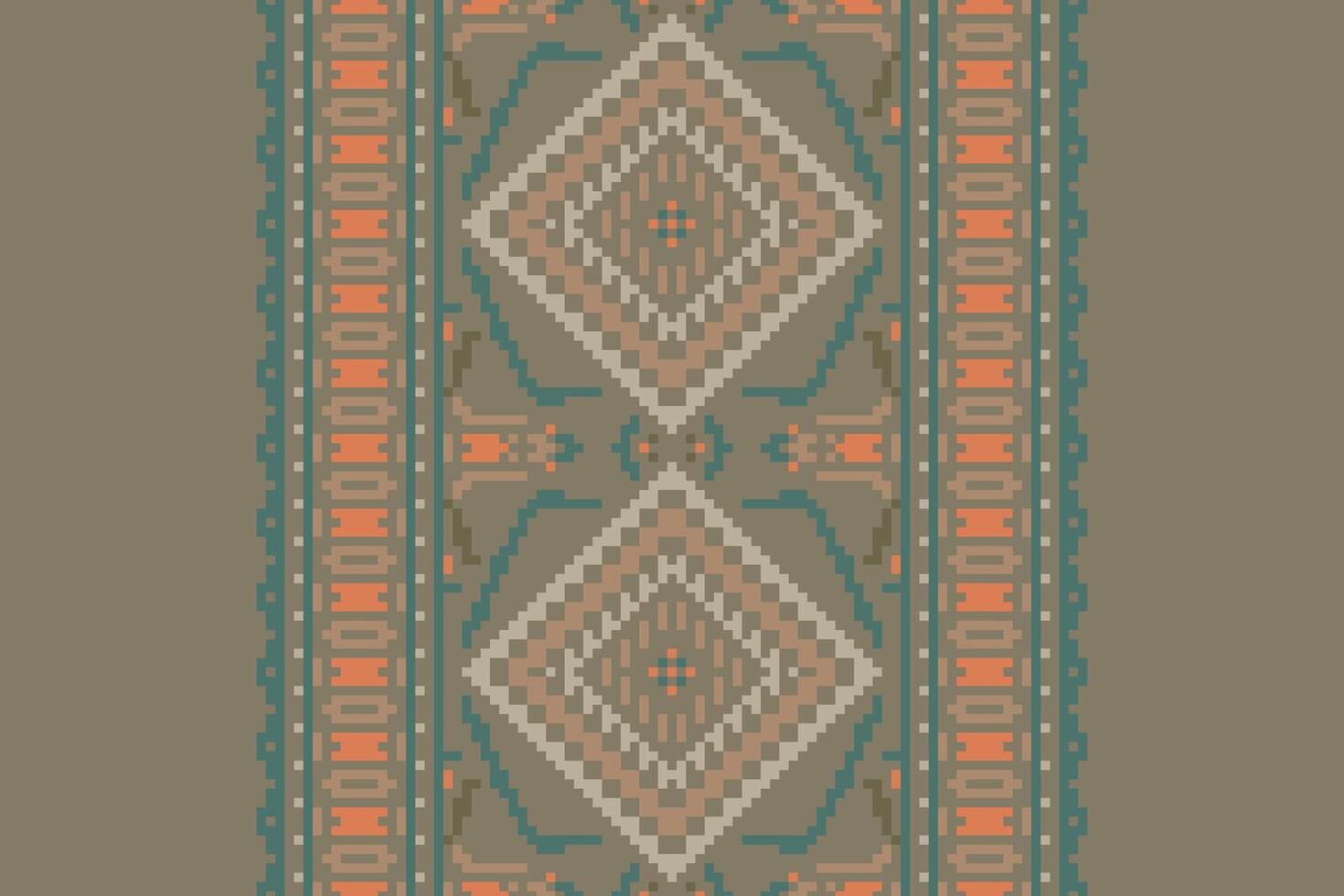 Patchwork pattern Seamless Mughal architecture Motif embroidery, Pixel Ikat embroidery Design for Print tapestry floral kimono repeat pattern lacing spanish motif vector