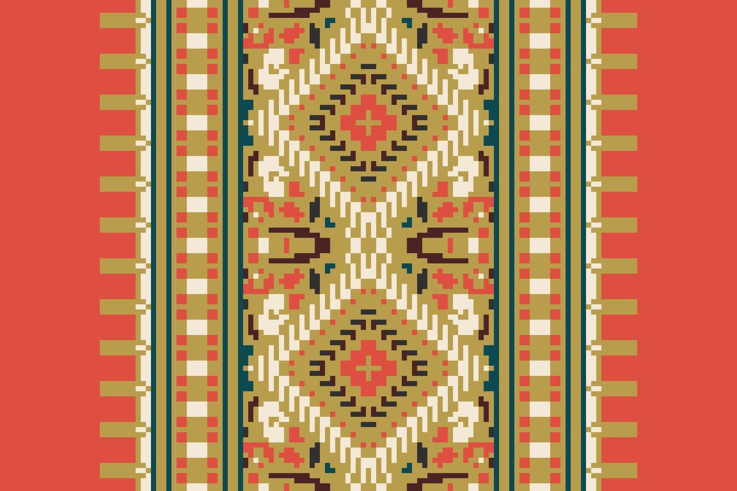 Patchwork pattern Seamless Scandinavian pattern Motif embroidery, Pixel Ikat embroidery Design for Print vyshyvanka placemat quilt sarong sarong beach kurtis Indian motifs vector