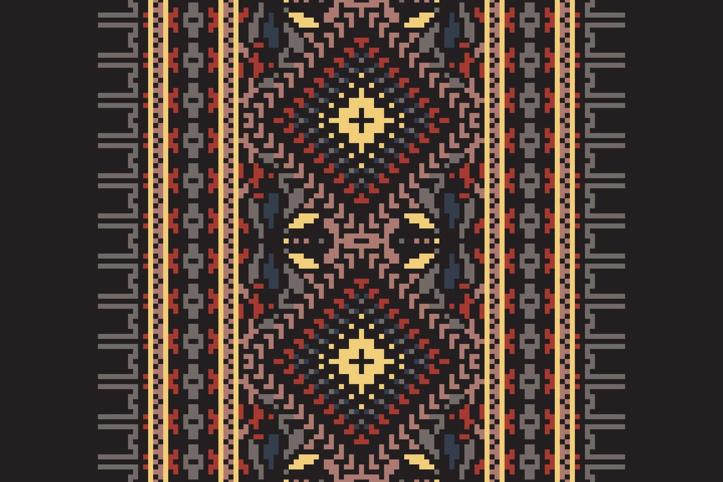 Tie dye Pattern Seamless Bandana print silk Motif embroidery, Pixel Ikat embroidery Design for Print Texture fabric saree sari carpet. kurta patola saree vector