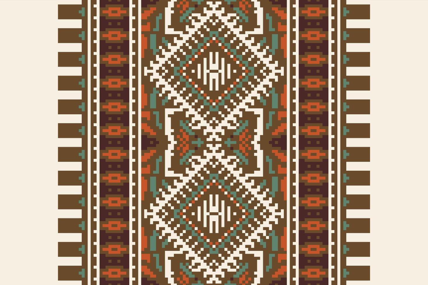 Tie dye Pattern Seamless Scandinavian pattern Motif embroidery, Pixel Ikat embroidery Design for Print Texture fabric saree sari carpet. kurta patola saree vector