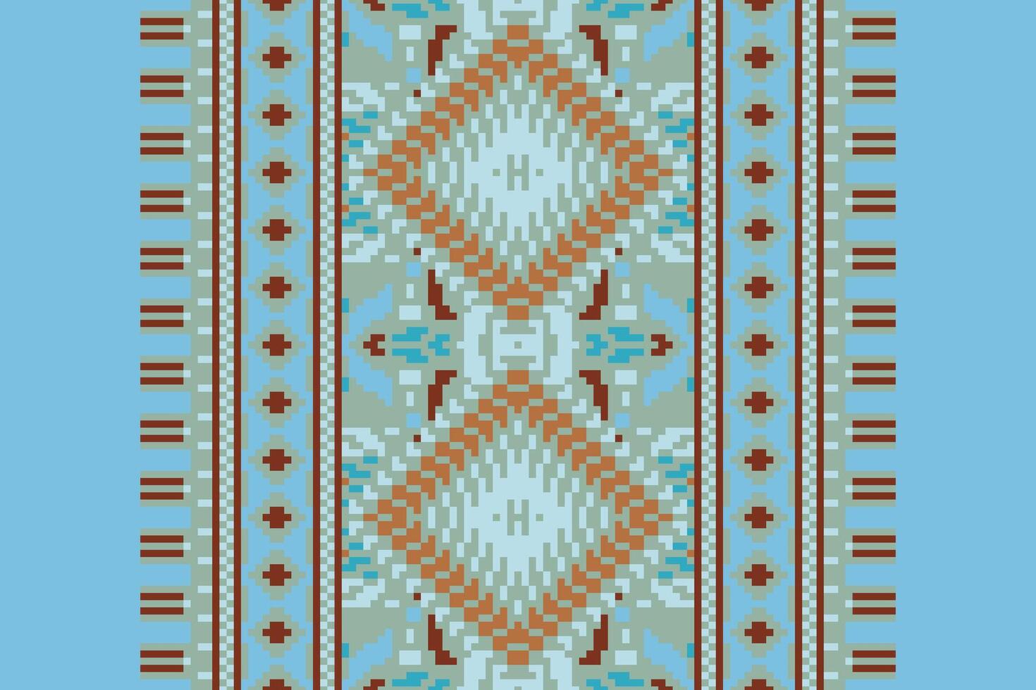 Baroque pattern Seamless Bandana print silk Motif embroidery, Pixel Ikat embroidery Design for Print indigenous art aboriginal art pattern floral kurti mughal border vector