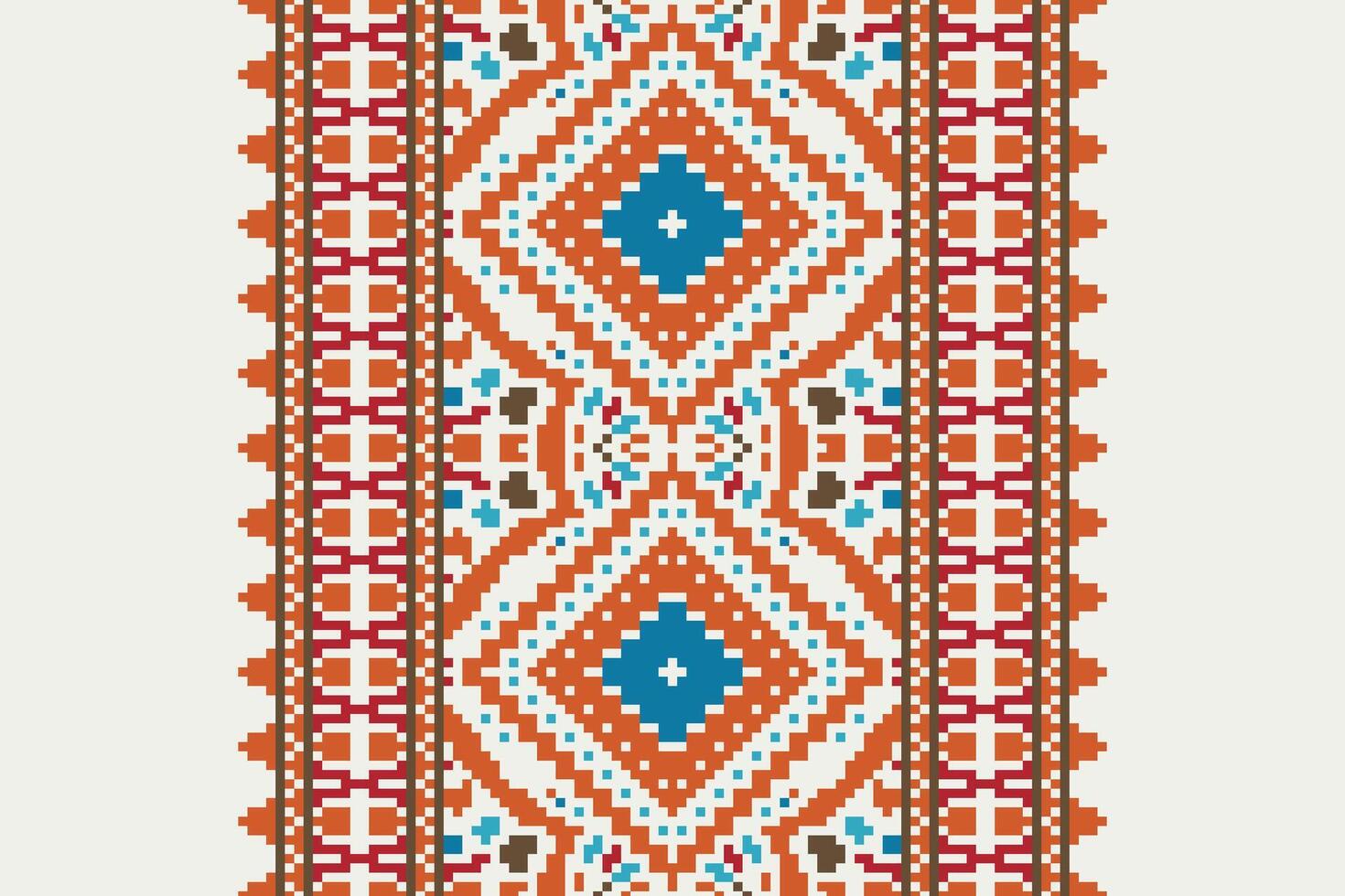 Baroque pattern Seamless Native American, Motif embroidery, Pixel Ikat embroidery Design for Print pattern vintage flower folk navajo patchwork pattern vector