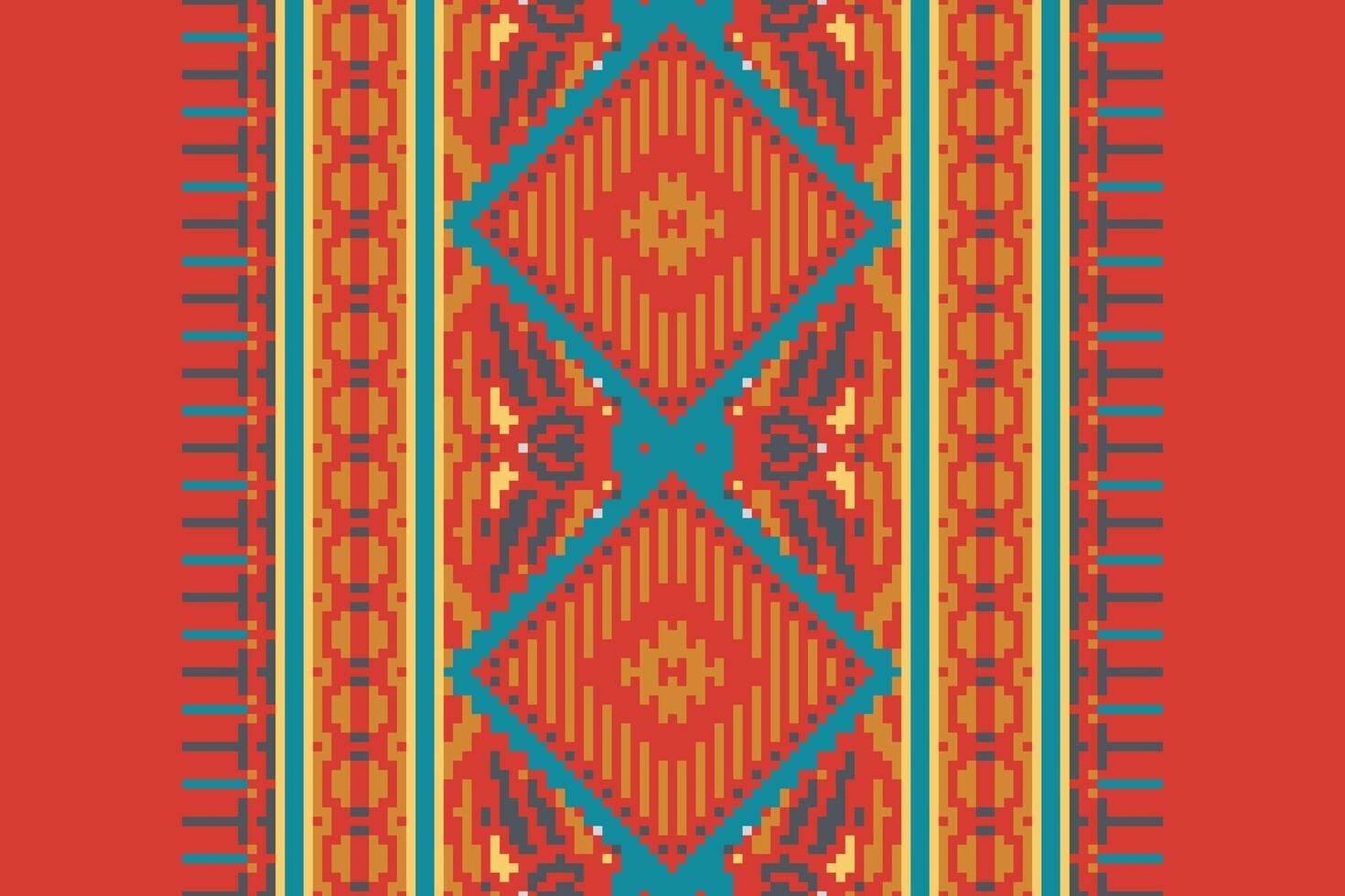 Baroque pattern Seamless Bandana print silk Motif embroidery, Pixel Ikat embroidery Design for Print figure tribal ink on cloth patola sari vector