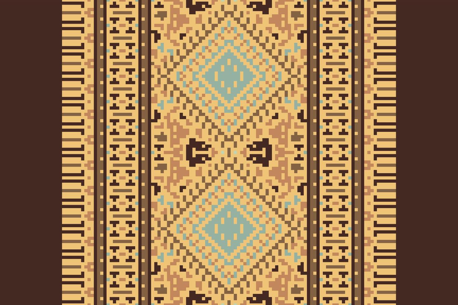 Baroque pattern Seamless Mughal architecture Motif embroidery, Pixel Ikat embroidery Design for Print tapestry floral kimono repeat pattern lacing spanish motif vector