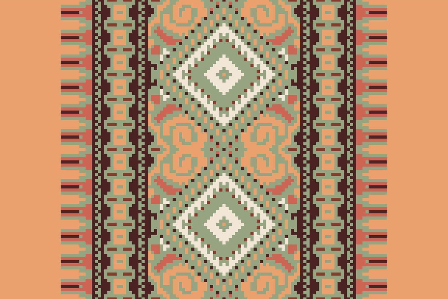 Baroque pattern Seamless Mughal architecture Motif embroidery, Pixel Ikat embroidery Design for Print 60s paisley tie dye damascus ornament rugs hipster kurta pajama vector