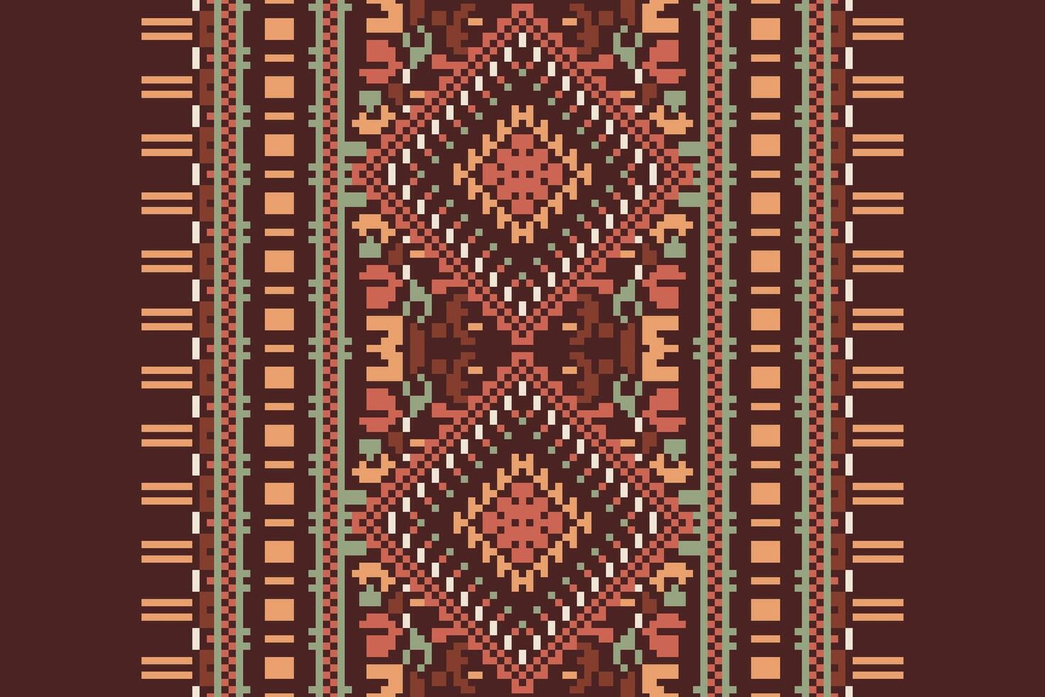 Baroque pattern Seamless Mughal architecture Motif embroidery, Pixel Ikat embroidery Design for Print Texture fabric saree sari carpet. kurta patola saree vector