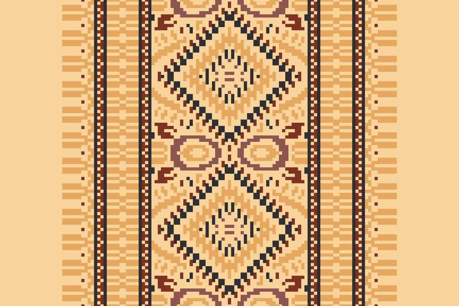 Dupatta pattern Seamless Native American, Motif embroidery, Pixel Ikat embroidery Design for Print figure tribal ink on cloth patola sari vector