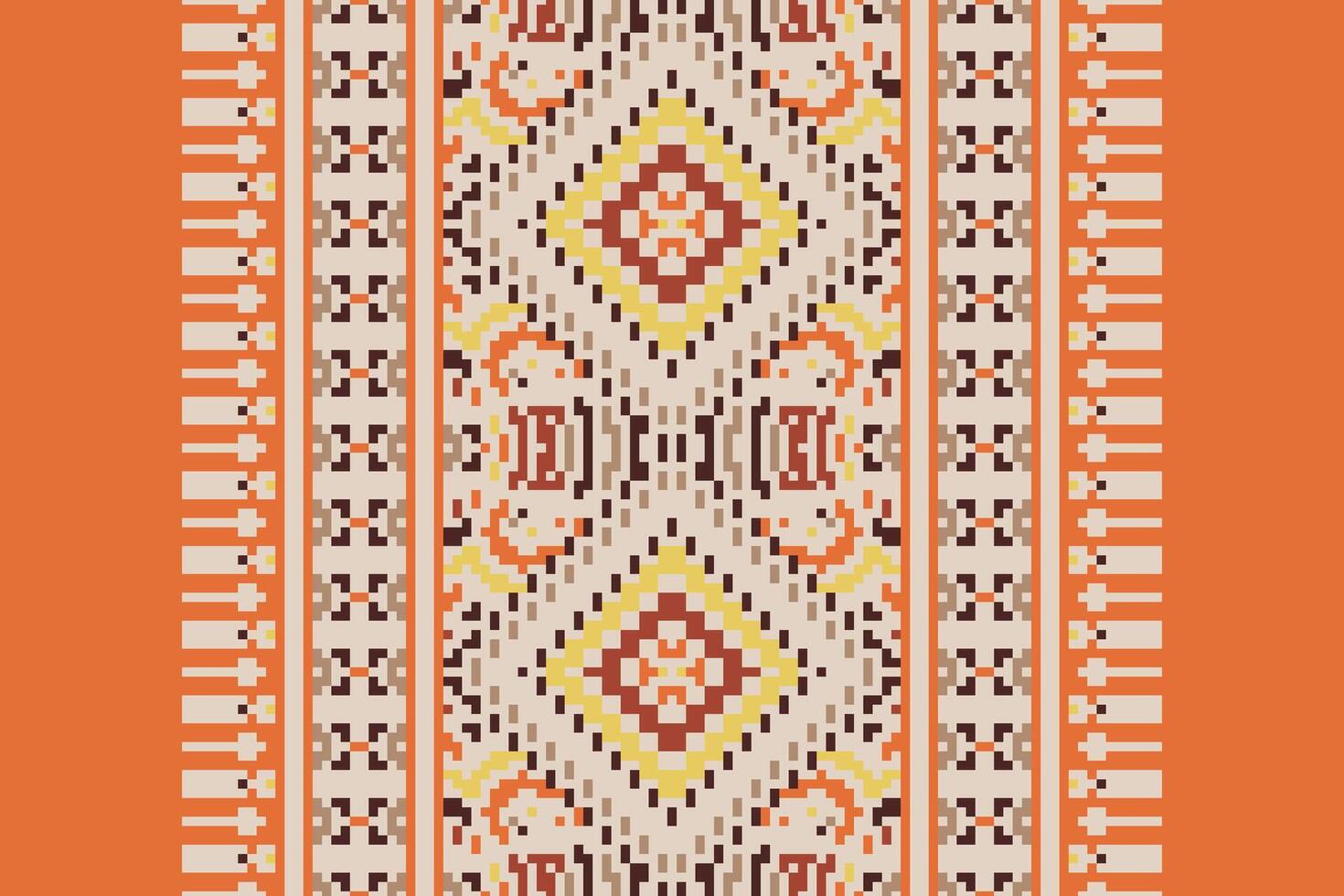 Dupatta pattern Seamless Native American, Motif embroidery, Pixel Ikat embroidery Design for Print vyshyvanka placemat quilt sarong sarong beach kurtis Indian motifs vector
