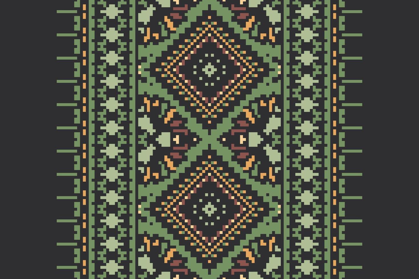 Dupatta pattern Seamless Bandana print silk Motif embroidery, Pixel Ikat embroidery Design for Print indonesian batik motif embroidery native american kurta mughal design vector