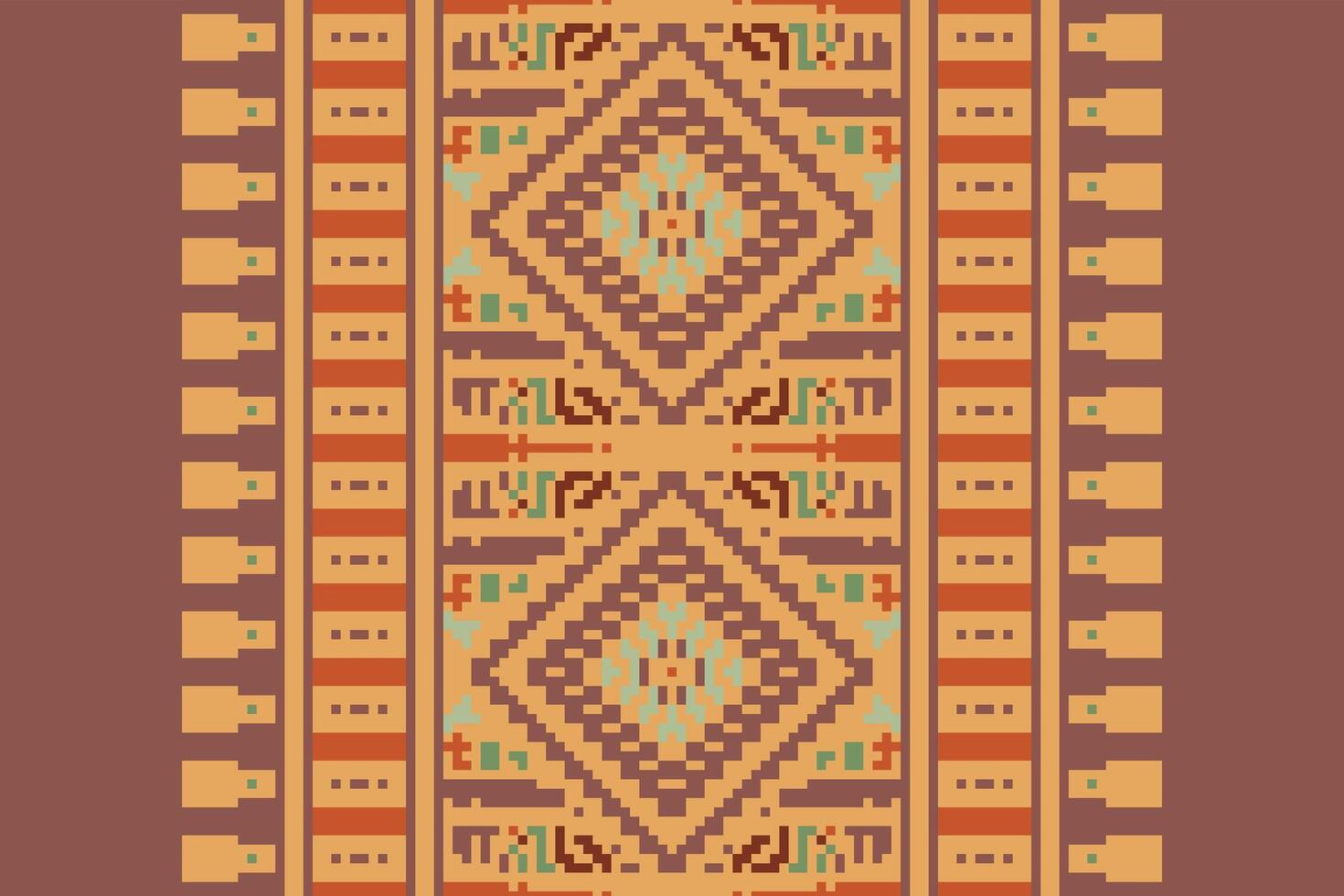 Dupatta pattern Seamless Bandana print silk Motif embroidery, Pixel Ikat embroidery Design for Print Texture fabric saree sari carpet. kurta patola saree vector