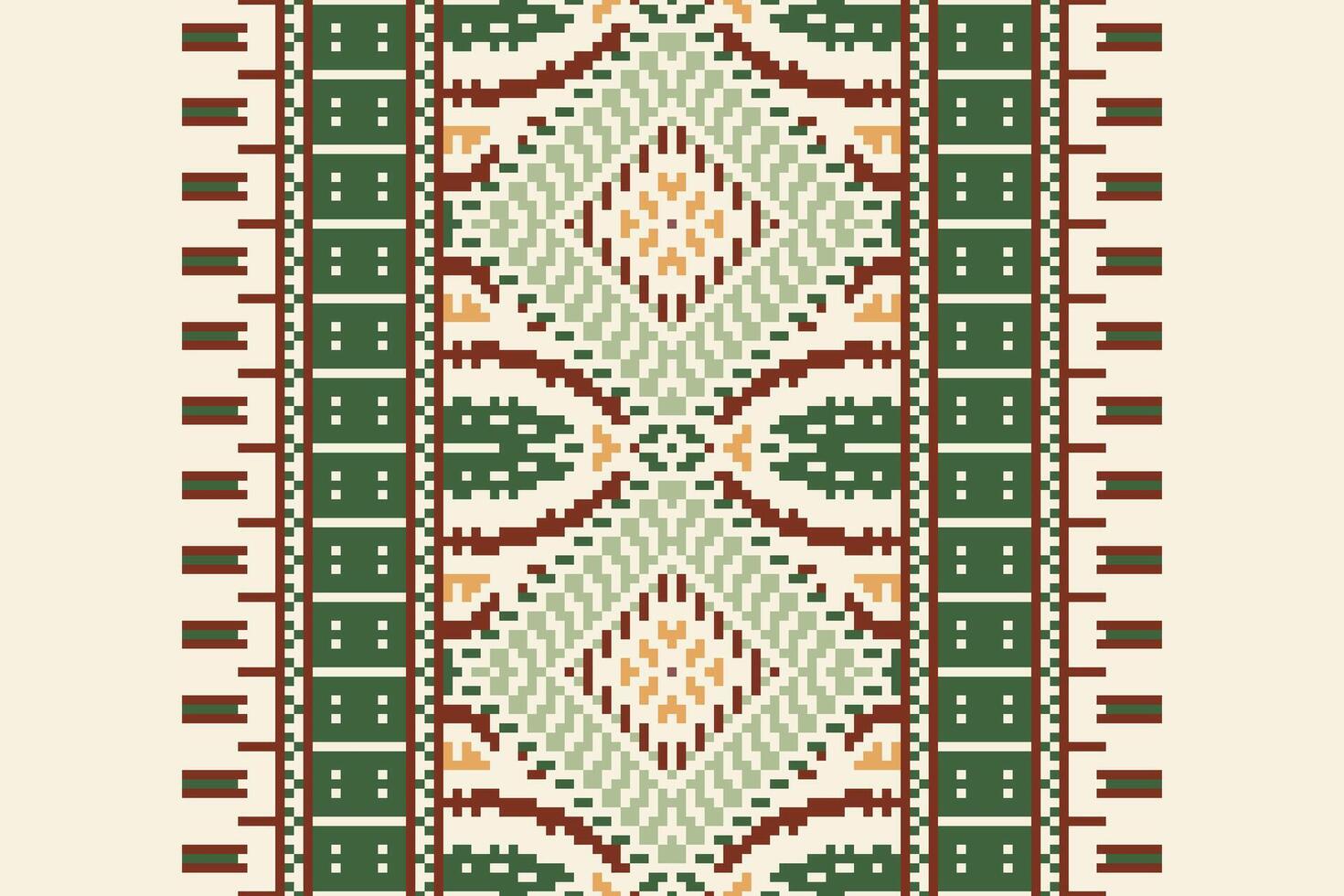 Dupatta pattern Seamless Mughal architecture Motif embroidery, Pixel Ikat embroidery Design for Print Texture fabric saree sari carpet. kurta patola saree vector