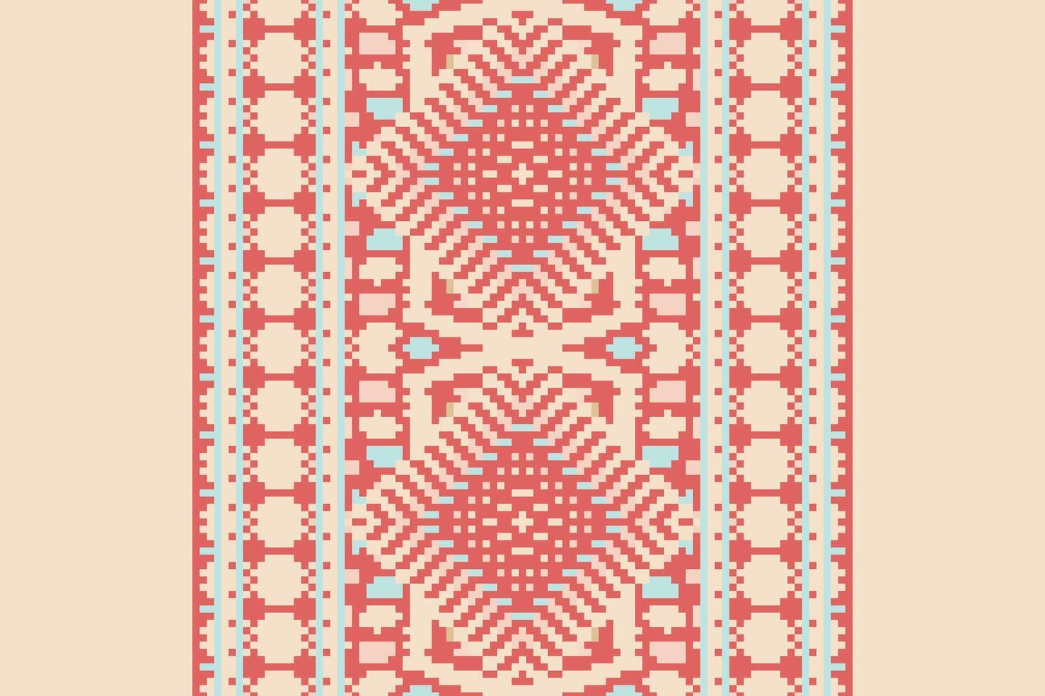 Dupatta pattern Seamless Mughal architecture Motif embroidery, Pixel Ikat embroidery Design for Print indonesian batik motif embroidery native american kurta mughal design vector