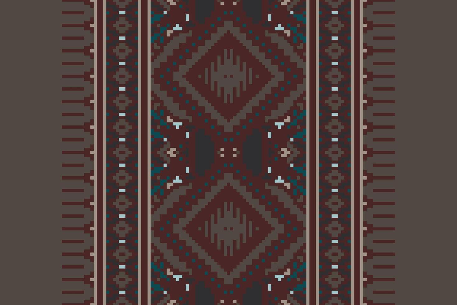 Dupatta pattern Seamless Mughal architecture Motif embroidery, Pixel Ikat embroidery Design for Print figure tribal ink on cloth patola sari vector