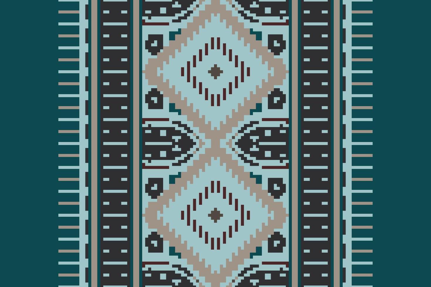 Dupatta pattern Seamless Scandinavian pattern Motif embroidery, Pixel Ikat embroidery Design for Print Texture fabric saree sari carpet. kurta patola saree vector
