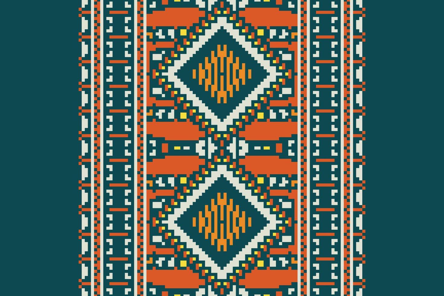 Dupatta pattern Seamless Scandinavian pattern Motif embroidery, Pixel Ikat embroidery Design for Print figure tribal ink on cloth patola sari vector