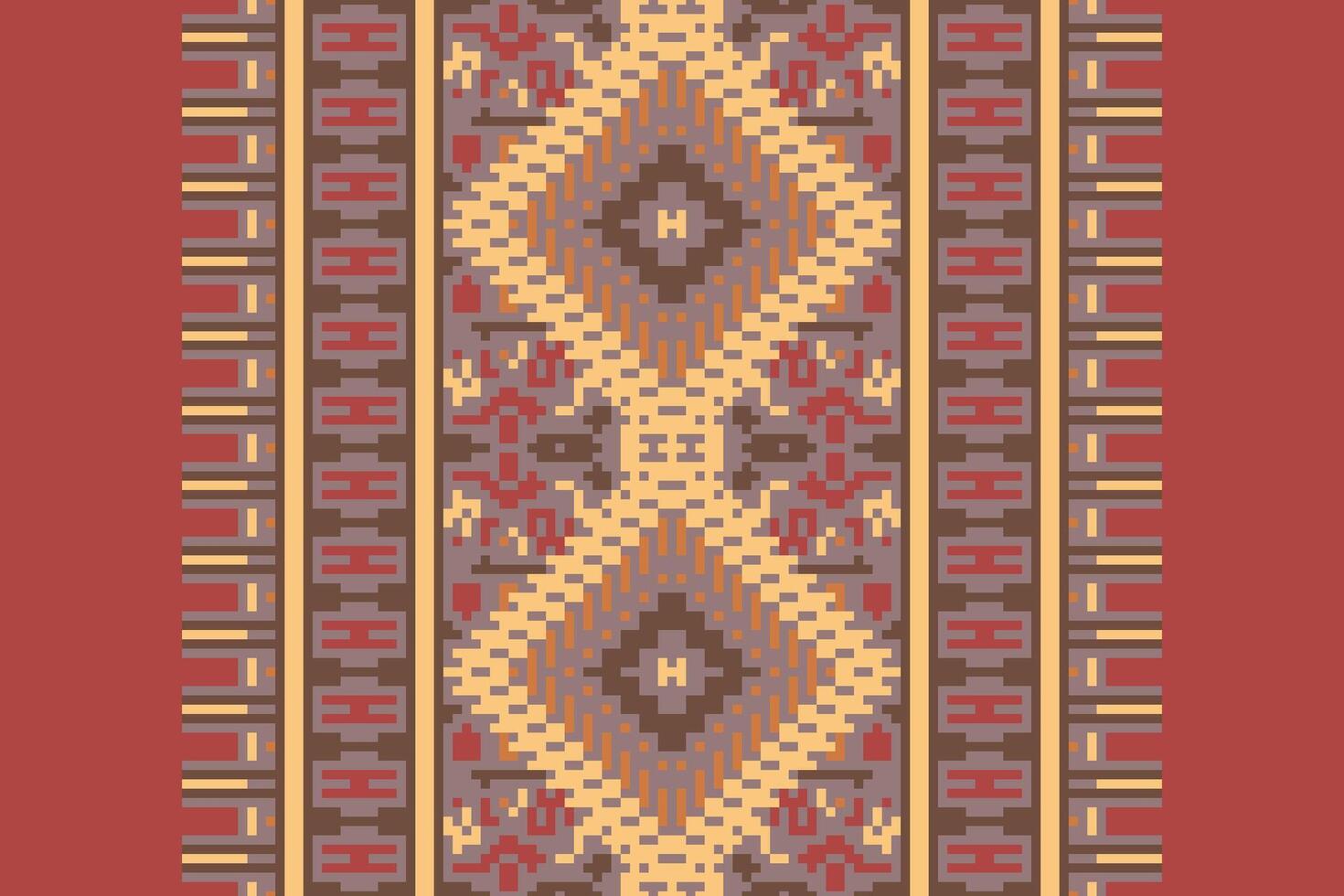Ancient patterns Seamless Bandana print silk Motif embroidery, Pixel Ikat embroidery Design for Print tie dyeing pillowcase sambal puri kurti mughal architecture vector