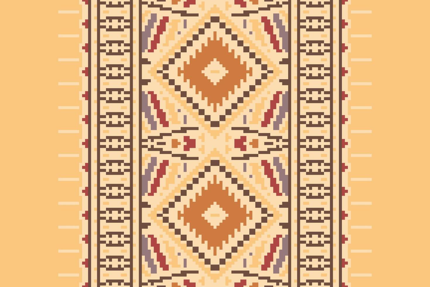 Ancient patterns Seamless Native American, Motif embroidery, Pixel Ikat embroidery Design for Print Texture fabric saree sari carpet. kurta patola saree vector