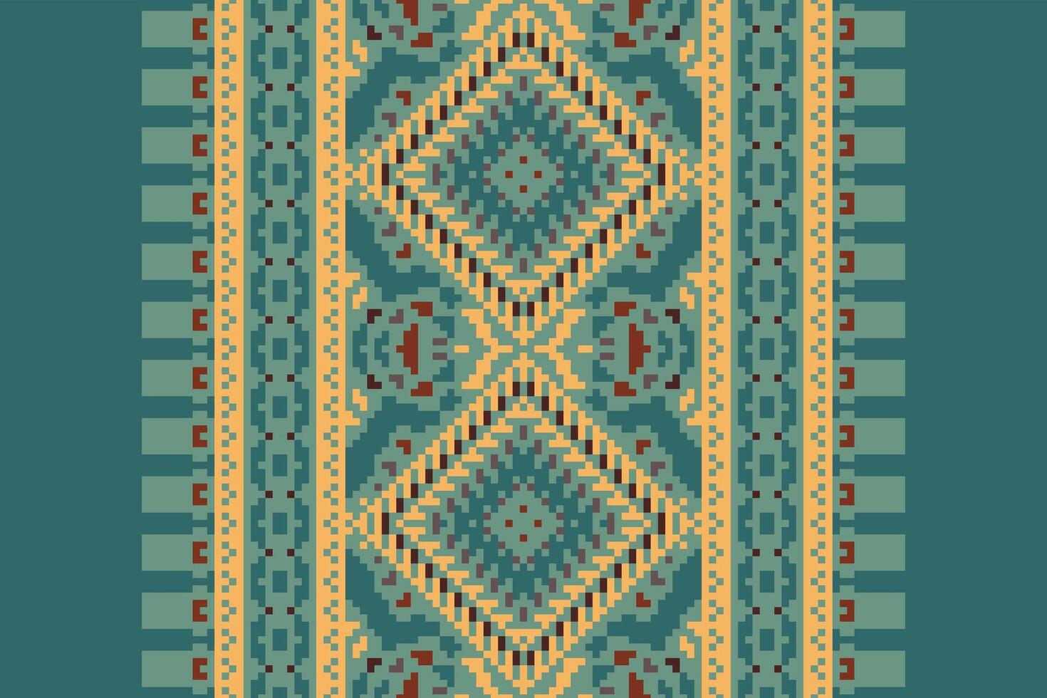 Ancient patterns Seamless Native American, Motif embroidery, Pixel Ikat embroidery Design for Print figure tribal ink on cloth patola sari vector