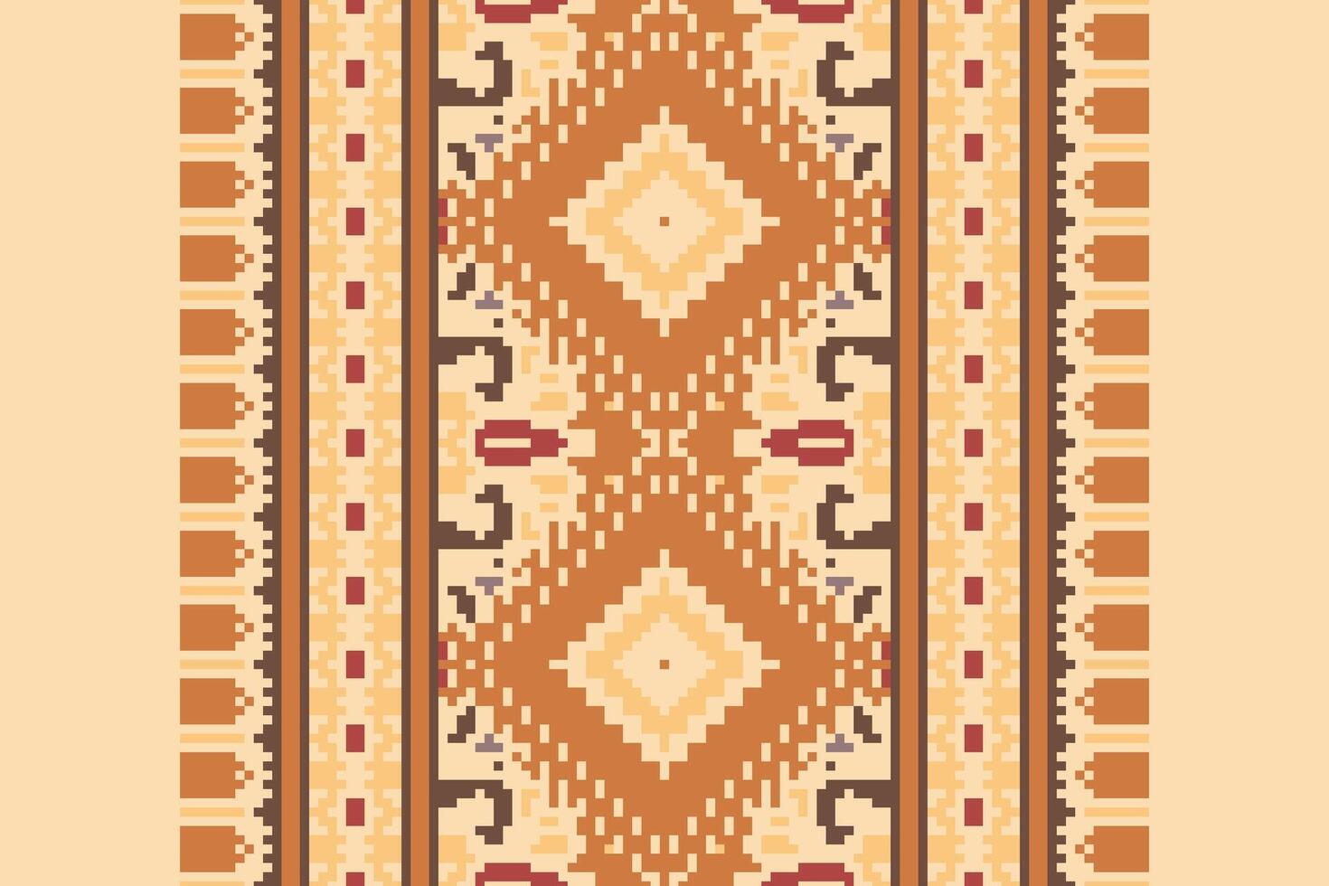 Ancient patterns Seamless Native American, Motif embroidery, Pixel Ikat embroidery Design for Print endless arabesque cloth dupatta shawl bandana print silk kurta men vector