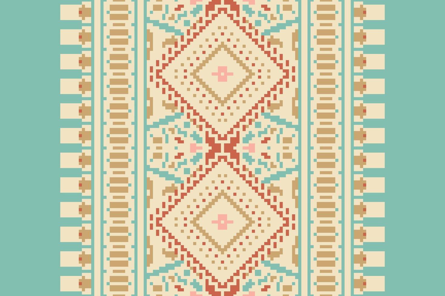 Ancient patterns Seamless Bandana print silk Motif embroidery, Pixel Ikat embroidery Design for Print egyptian pattern tibetan mandala bandanna vector