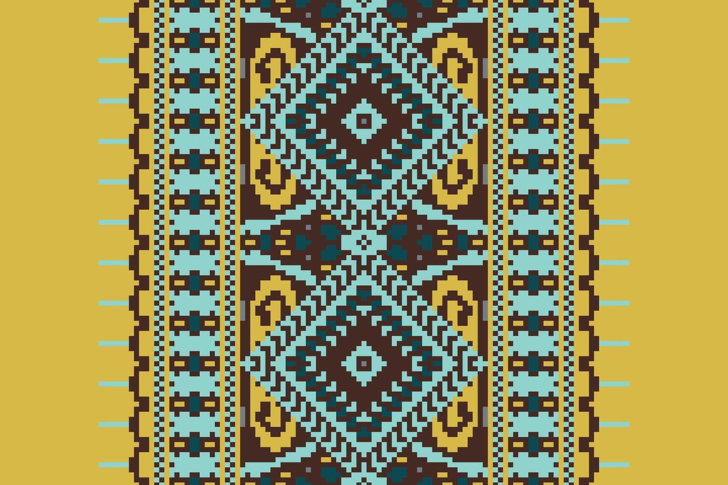 Ancient patterns Seamless Bandana print silk Motif embroidery, Pixel Ikat embroidery Design for Print tapestry floral kimono repeat pattern lacing spanish motif vector