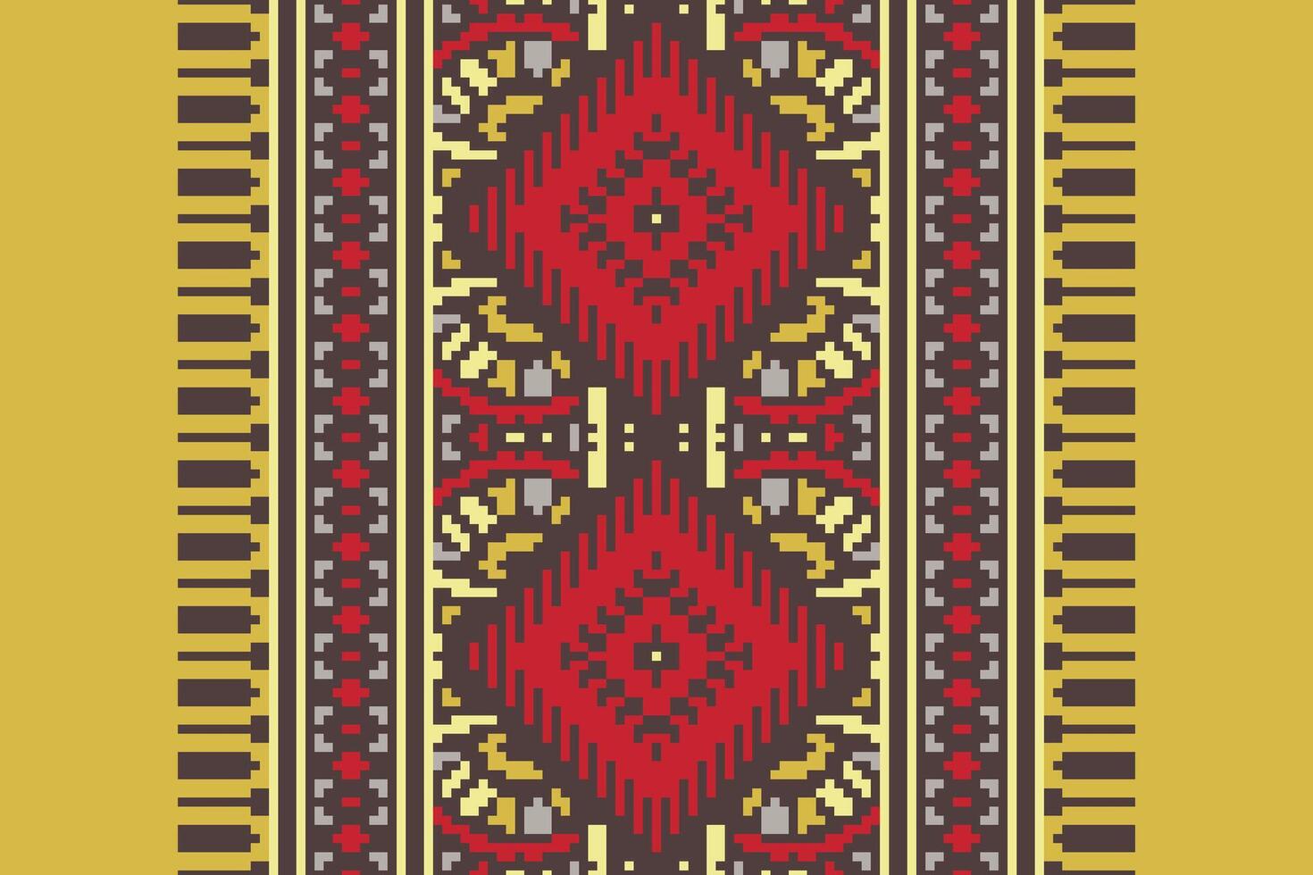 Ancient patterns Seamless Bandana print silk Motif embroidery, Pixel Ikat embroidery Design for Print border embroidery ancient egypt vector