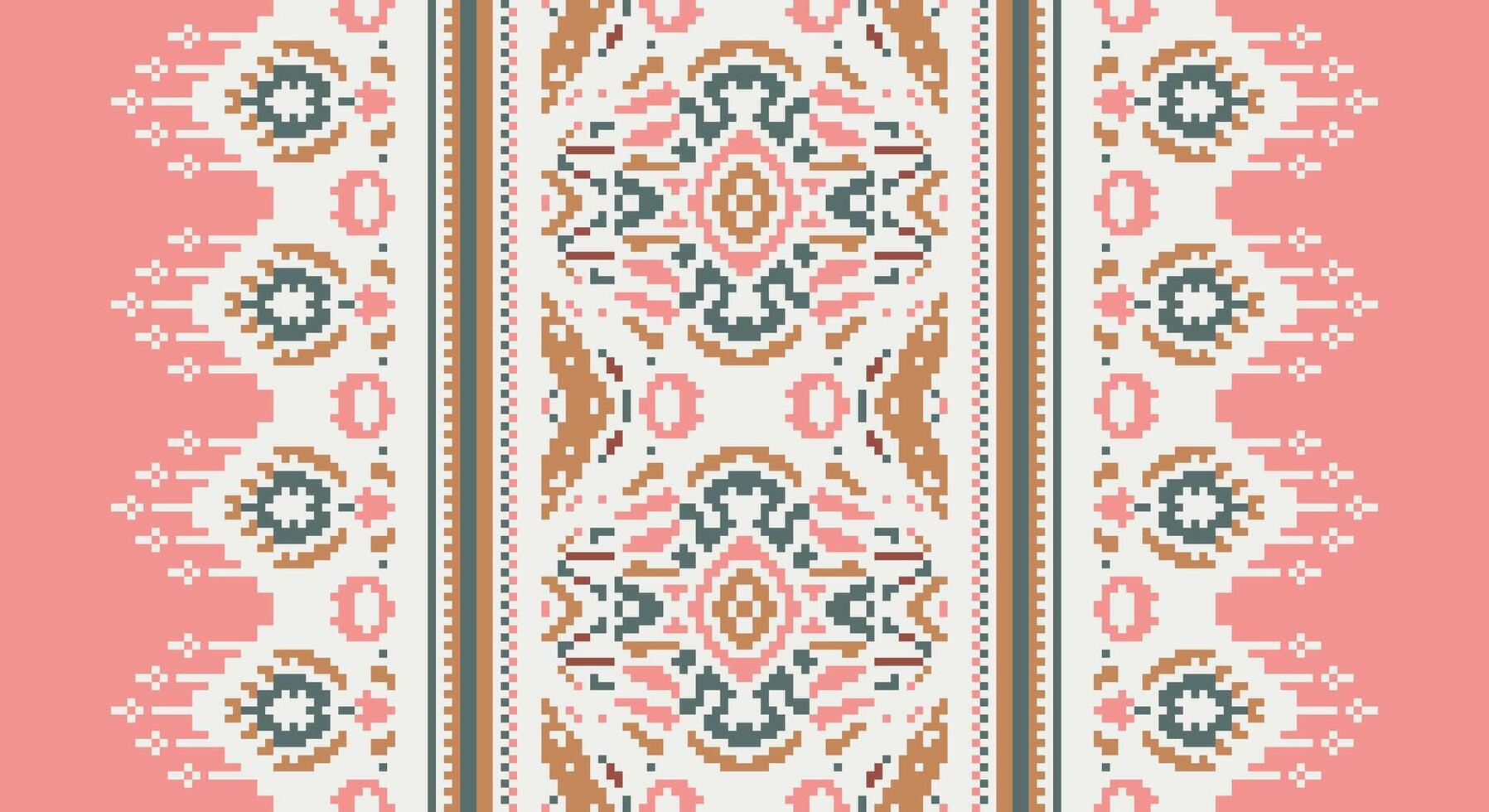Ancient patterns Seamless Scandinavian pattern Motif embroidery, Pixel Ikat embroidery Design for Print 60s paisley tie dye damascus ornament rugs hipster kurta pajama vector