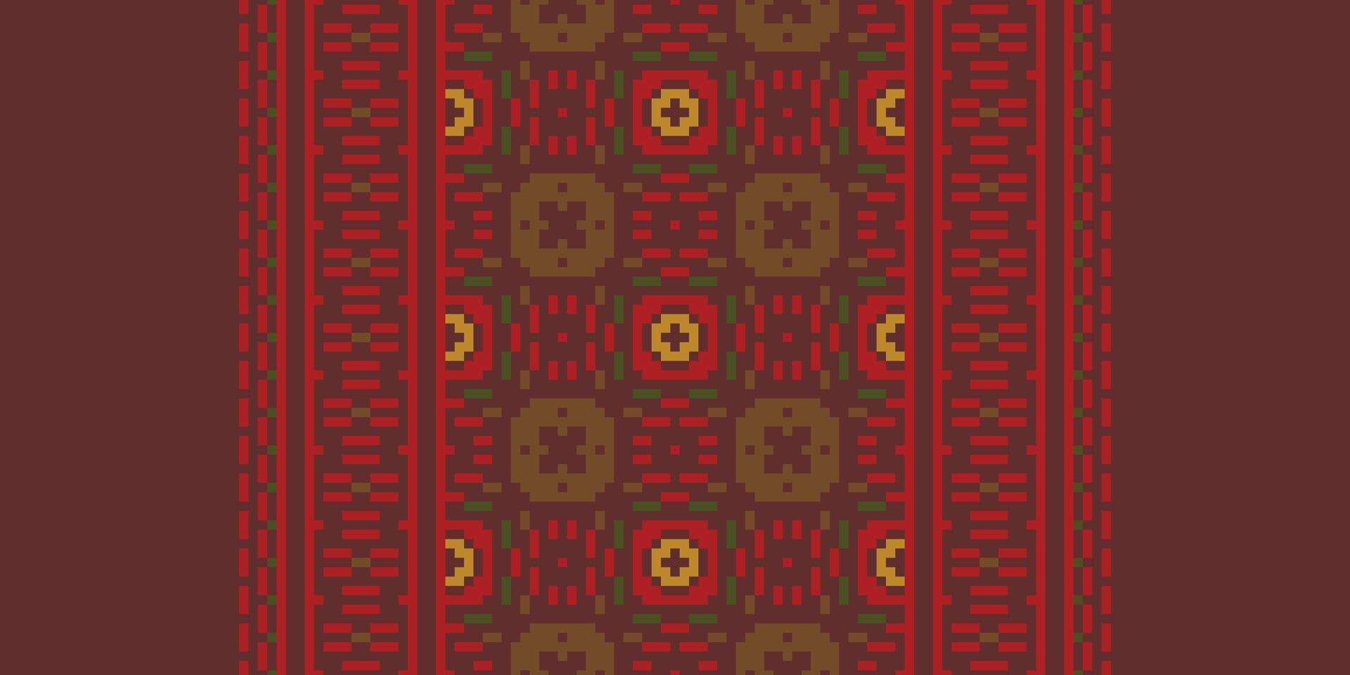 Motif folklore pattern Seamless Mughal architecture Motif embroidery, Pixel Ikat embroidery Design for Print indigenous art aboriginal art pattern floral kurti mughal border vector