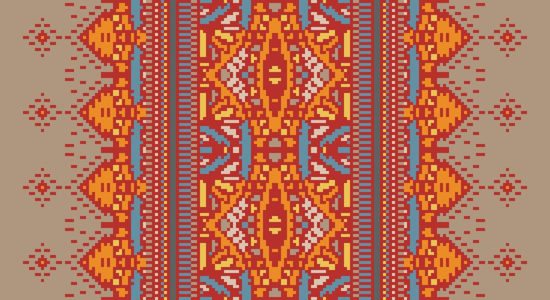 Ancient patterns Seamless Mughal architecture Motif embroidery, Pixel Ikat embroidery Design for Print tie dyeing pillowcase sambal puri kurti mughal architecture vector