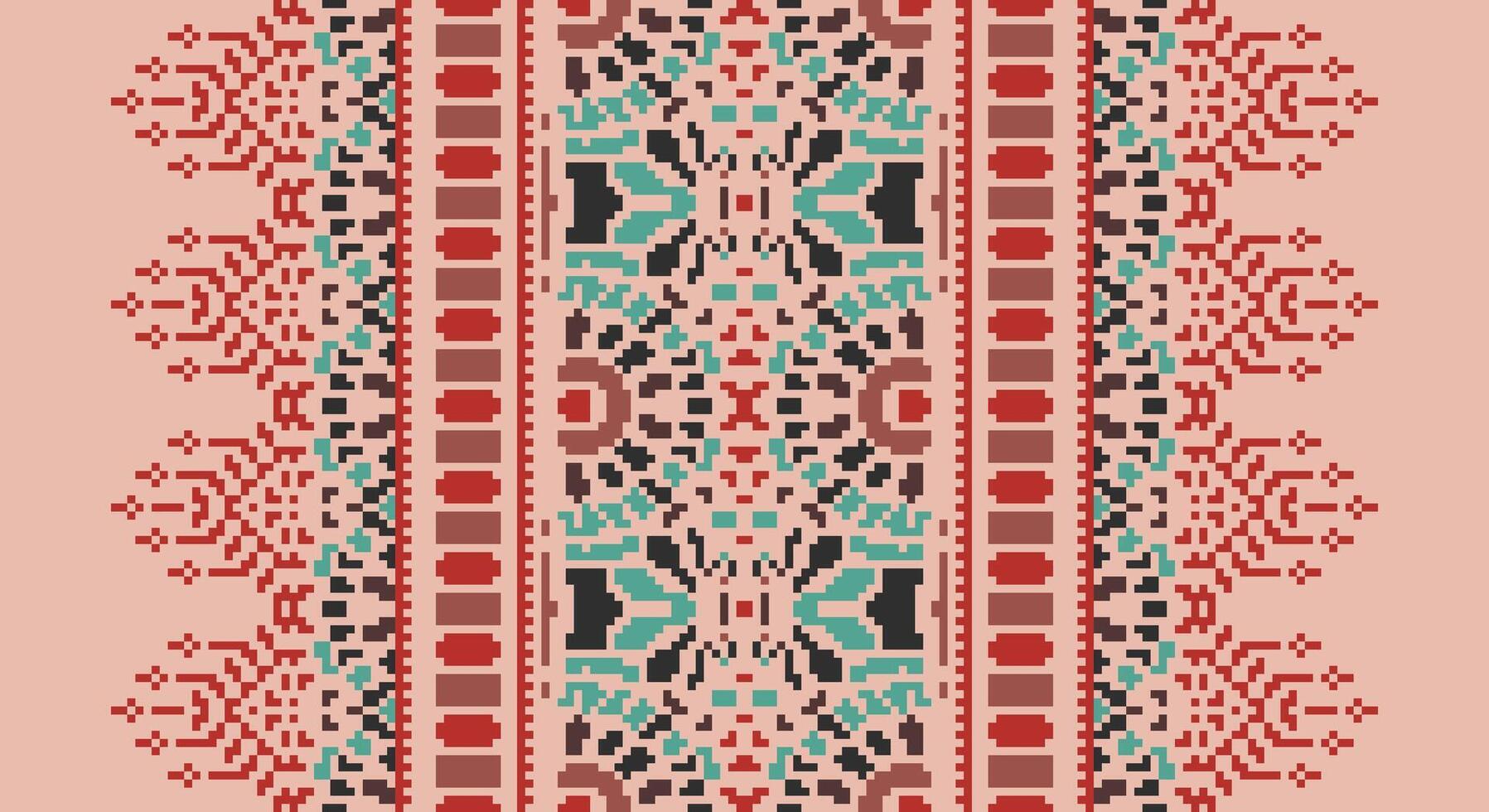 Ancient patterns Seamless Scandinavian pattern Motif embroidery, Pixel Ikat embroidery Design for Print indigenous art aboriginal art pattern floral kurti mughal border vector