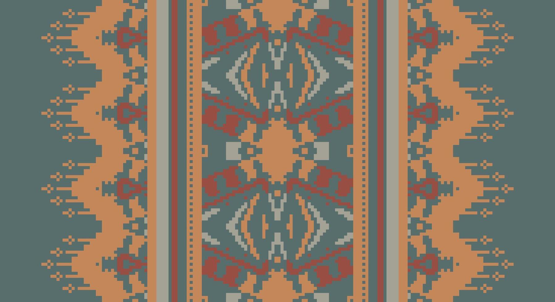 Ancient patterns Seamless Scandinavian pattern Motif embroidery, Pixel Ikat embroidery Design for Print Texture fabric saree sari carpet. kurta patola saree vector