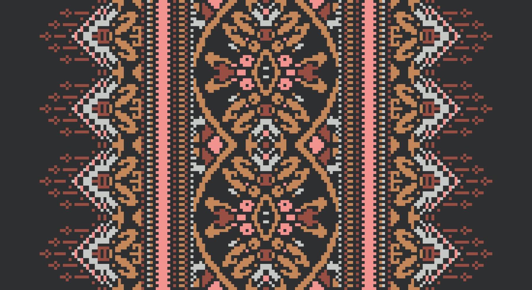 Ancient patterns Seamless Scandinavian pattern Motif embroidery, Pixel Ikat embroidery Design for Print scarf hijab pattern kerchief Pixel Ikat Silk kurti model mughal patterns vector