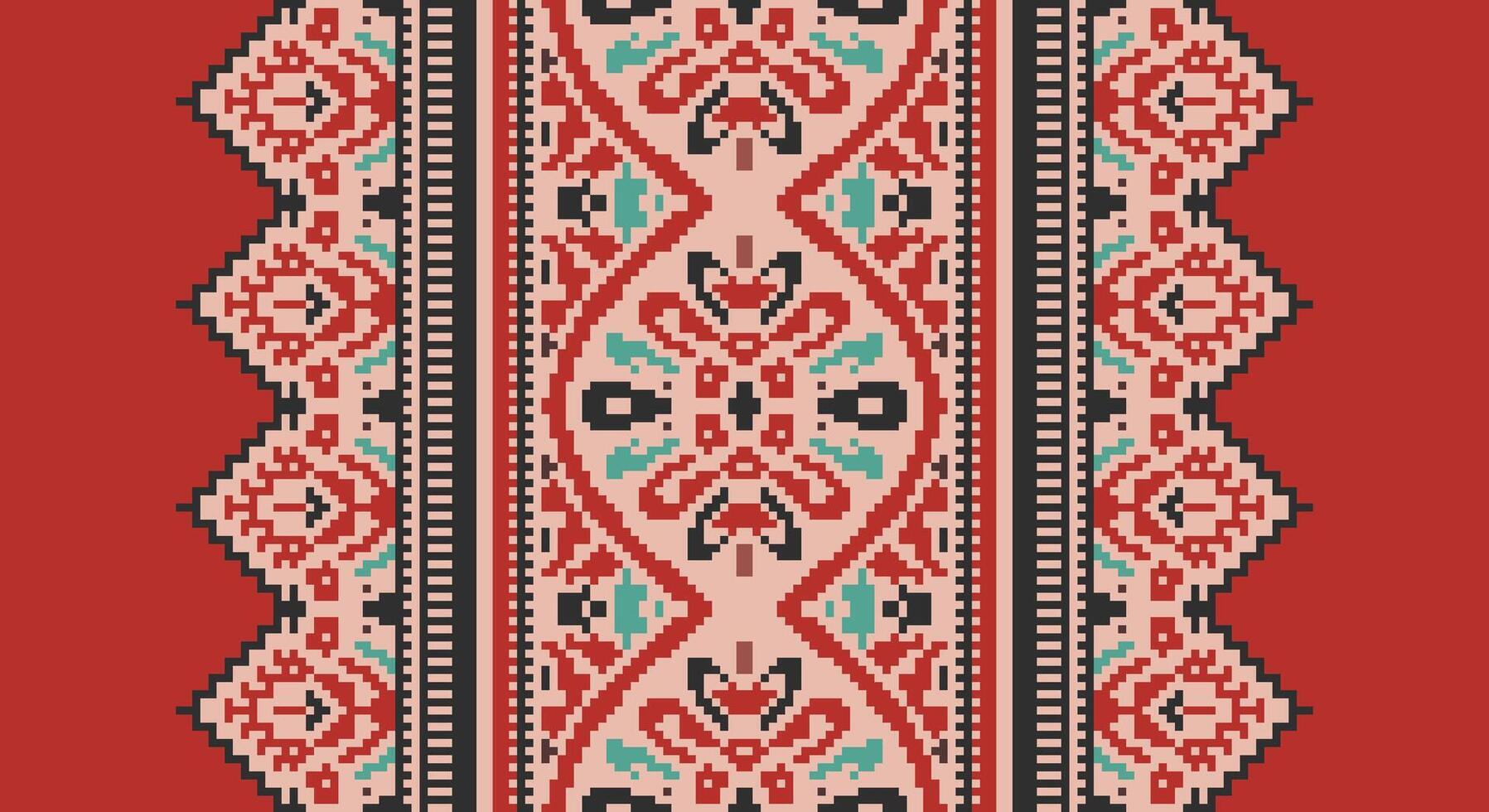 Ancient patterns Seamless Scandinavian pattern Motif embroidery, Pixel Ikat embroidery Design for Print tie dyeing pillowcase sambal puri kurti mughal architecture vector