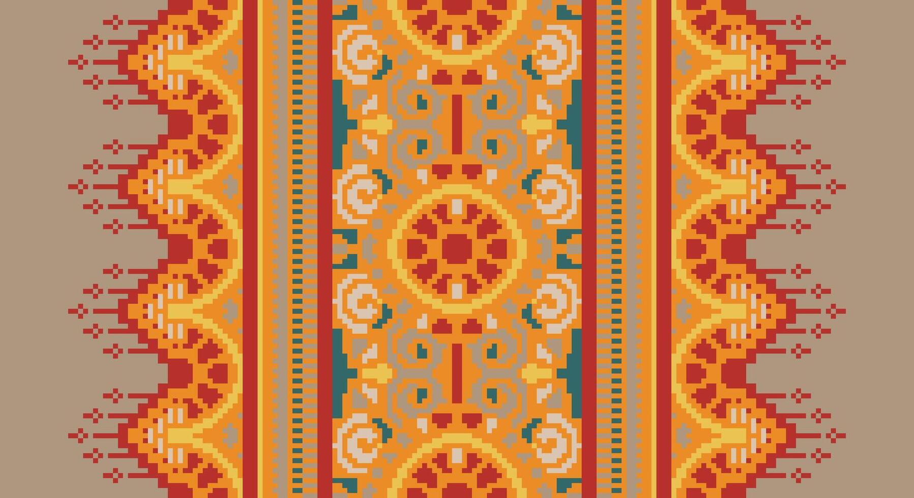 Ancient patterns Seamless Mughal architecture Motif embroidery, Pixel Ikat embroidery Design for Print lace pattern turkish ceramic ancient egypt art jacquard pattern vector