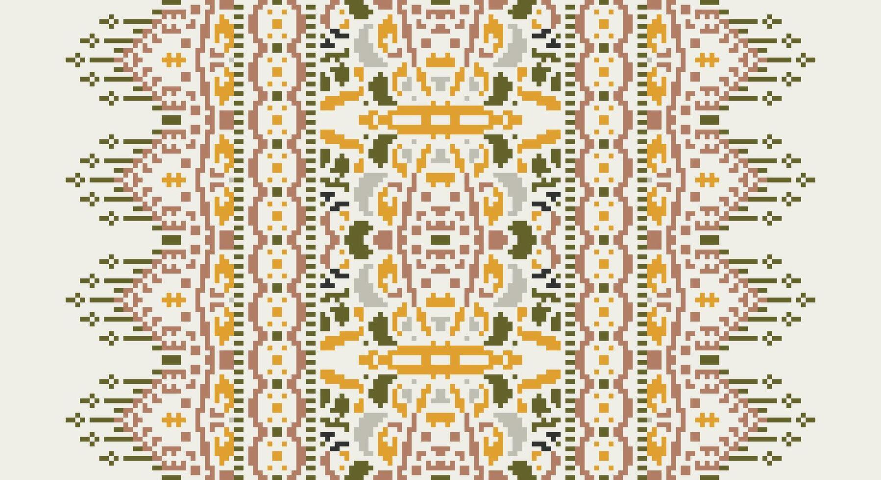 Bukhara pattern Seamless Native American, Motif embroidery, Pixel Ikat embroidery Design for Print vyshyvanka placemat quilt sarong sarong beach kurtis Indian motifs vector