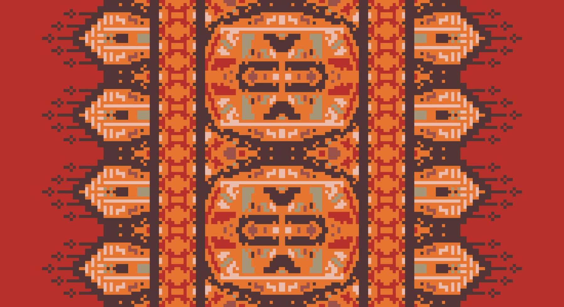 Ancient patterns Seamless Scandinavian pattern Motif embroidery, Pixel Ikat embroidery Design for Print pattern vintage flower folk navajo patchwork pattern vector
