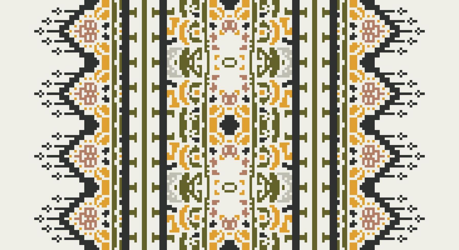 Bukhara pattern Seamless Native American, Motif embroidery, Pixel Ikat embroidery Design for Print indonesian batik motif embroidery native american kurta mughal design vector