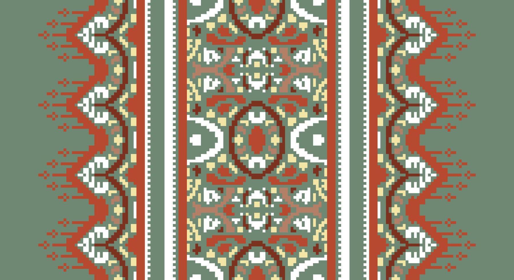 Ancient patterns Seamless Scandinavian pattern Motif embroidery, Pixel Ikat embroidery Design for Print figure tribal ink on cloth patola sari vector