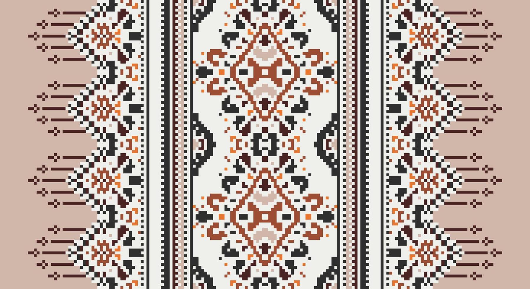 Bukhara pattern Seamless Bandana print silk Motif embroidery, Pixel Ikat embroidery Design for Print vyshyvanka placemat quilt sarong sarong beach kurtis Indian motifs vector