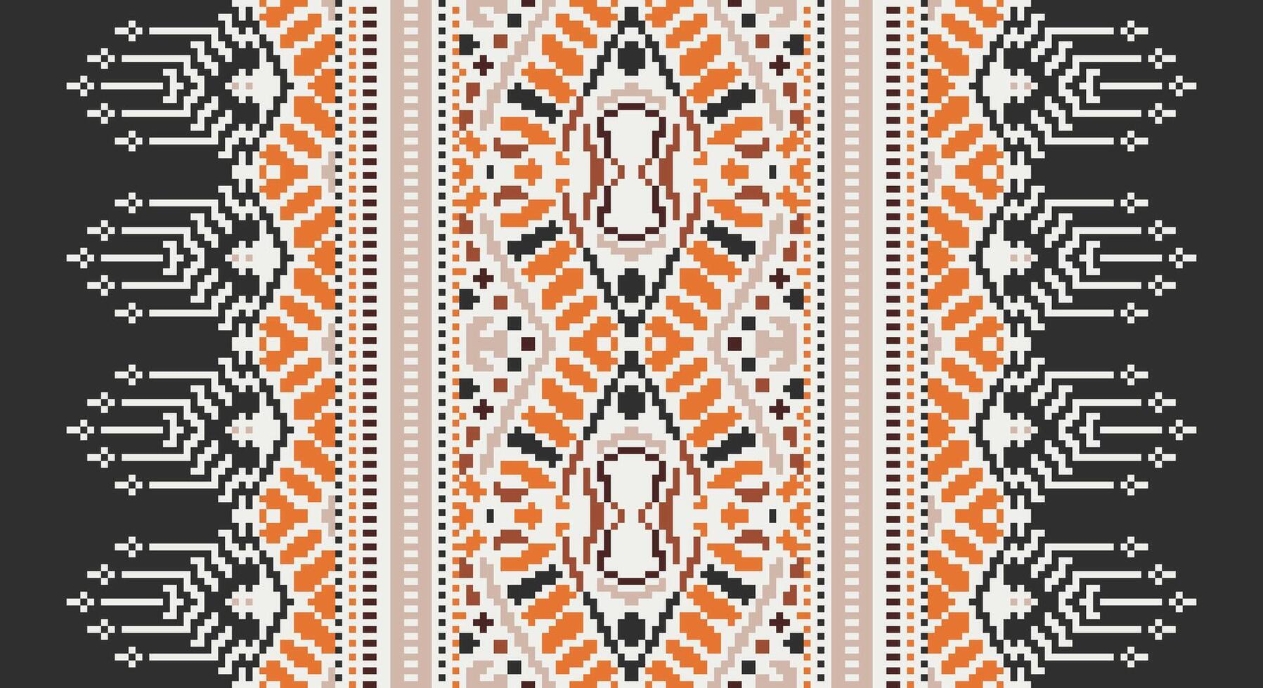 Bukhara pattern Seamless Bandana print silk Motif embroidery, Pixel Ikat embroidery Design for Print scarf hijab pattern kerchief Pixel Ikat Silk kurti model mughal patterns vector