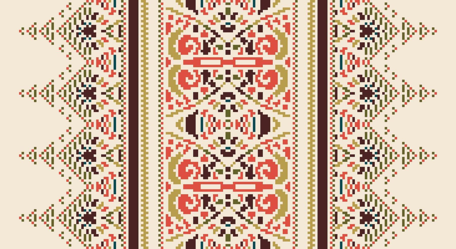 Bukhara pattern Seamless Australian aboriginal pattern Motif embroidery, Pixel Ikat embroidery Design for Print scandinavian pattern saree ethnic nativity gypsy pattern vector