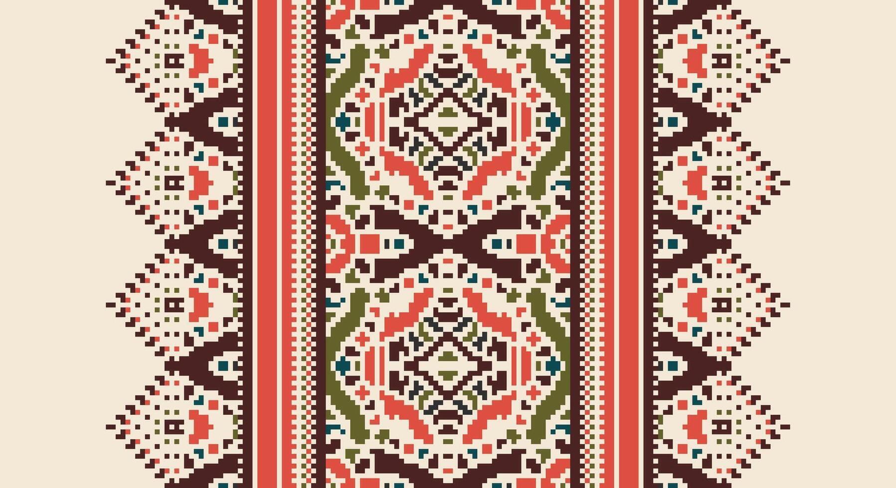 Bukhara pattern Seamless Australian aboriginal pattern Motif embroidery, Pixel Ikat embroidery Design for Print egyptian pattern tibetan mandala bandanna vector