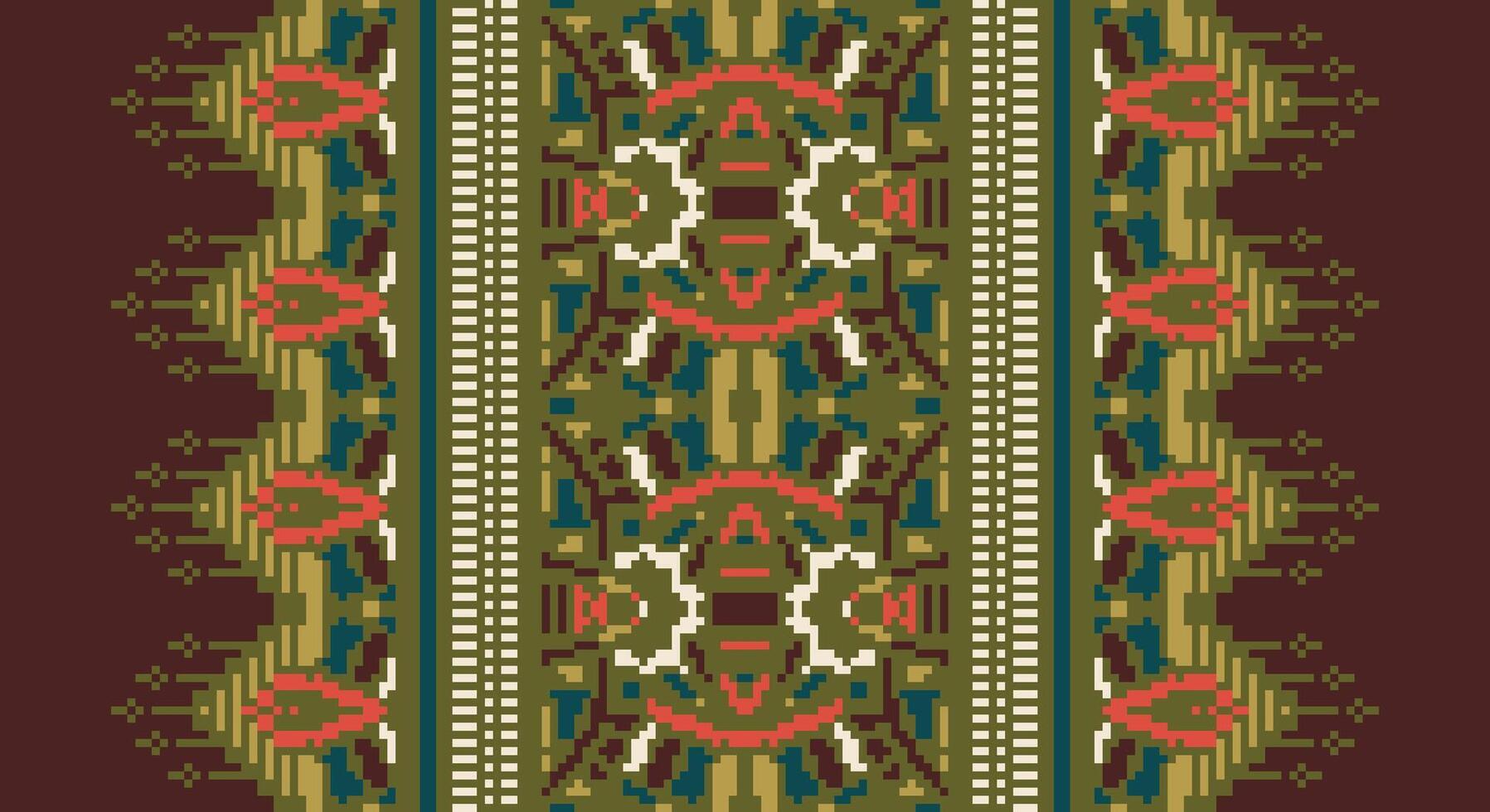 Bukhara pattern Seamless Australian aboriginal pattern Motif embroidery, Pixel Ikat embroidery Design for Print figure tribal ink on cloth patola sari vector