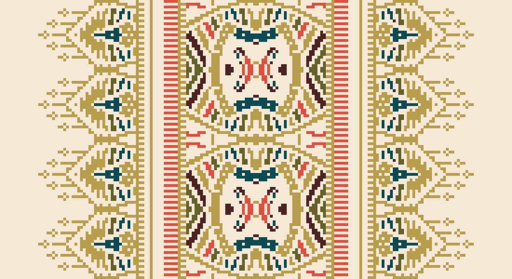 Bukhara pattern Seamless Australian aboriginal pattern Motif embroidery, Pixel Ikat embroidery Design for Print pattern vintage flower folk navajo patchwork pattern vector