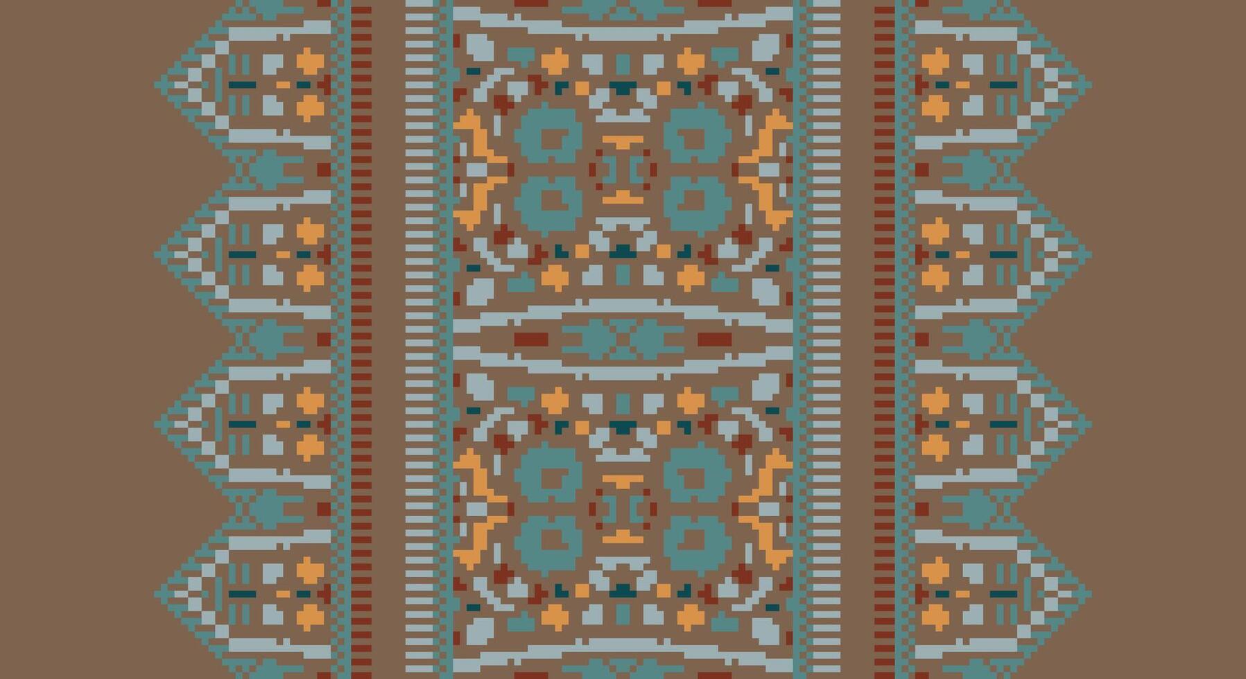 Bukhara pattern Seamless Mughal architecture Motif embroidery, Pixel Ikat embroidery Design for Print kurta pattern mughal motifs tapestry pattern floral repeat vector