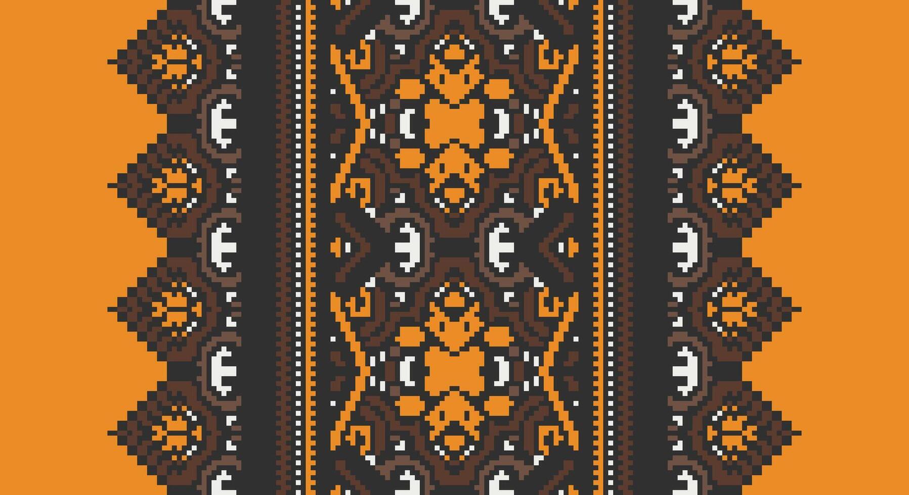 Bukhara pattern Seamless Mughal architecture Motif embroidery, Pixel Ikat embroidery Design for Print pattern vintage flower folk navajo patchwork pattern vector